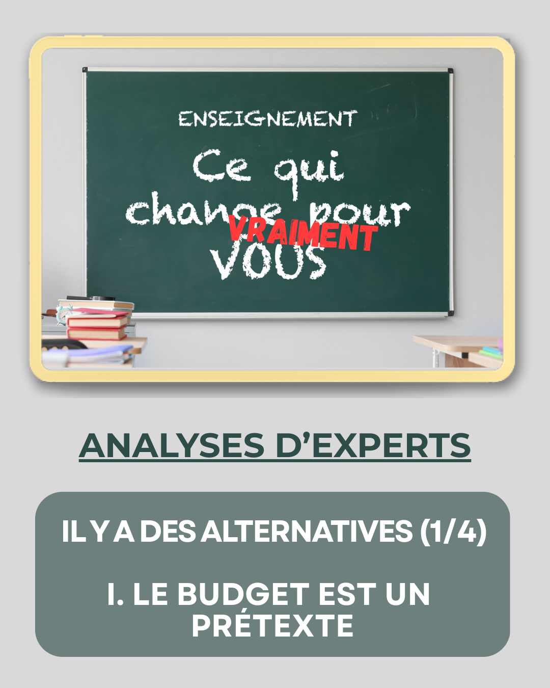 Il y a des alternatives – Le budget est un prétexte