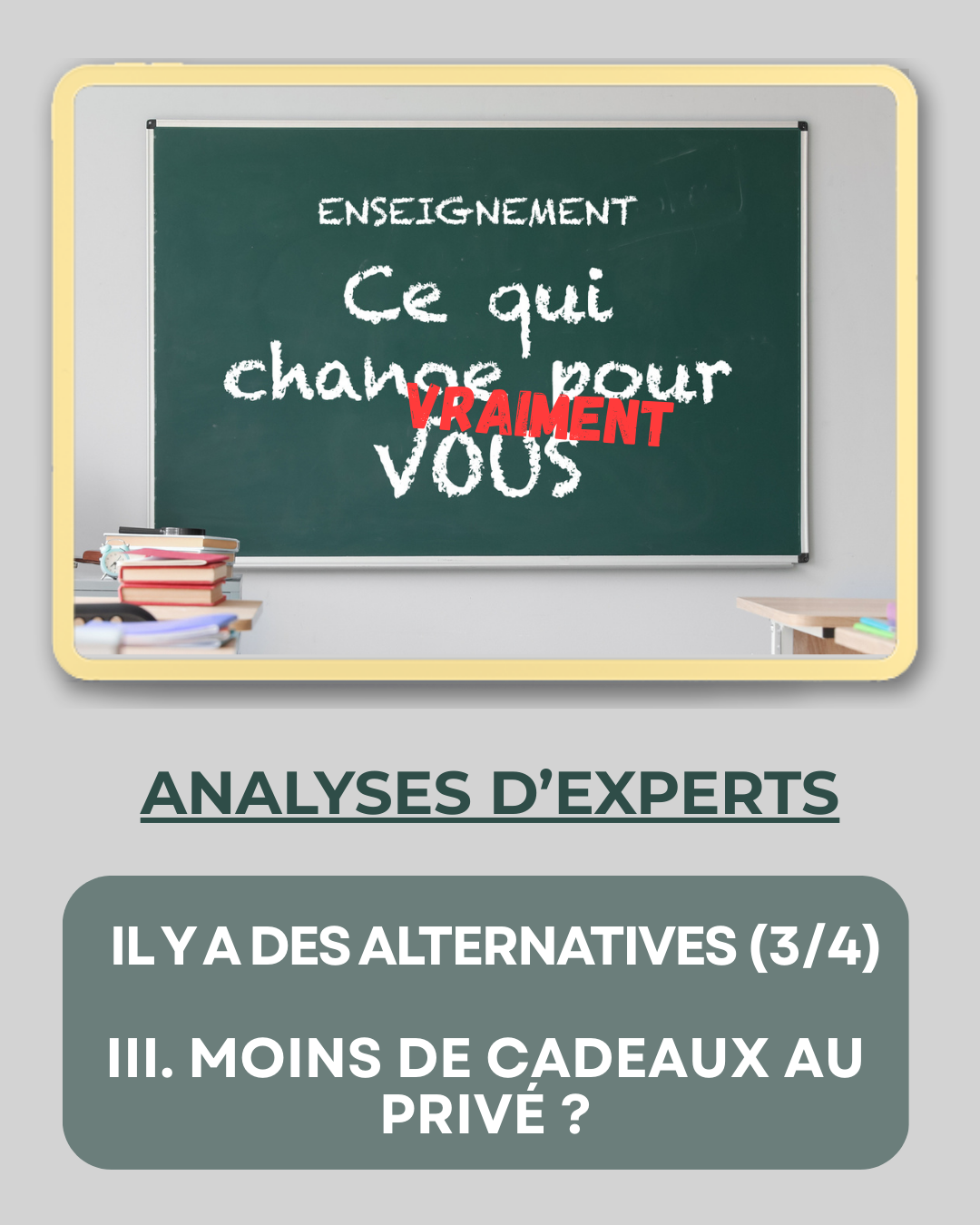Il y a des alternatives – Moins de cadeaux au privé